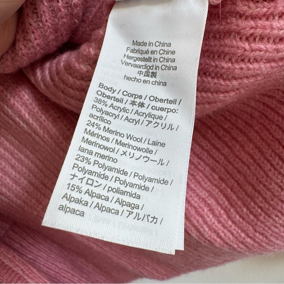 J. Crew | Wool Alpaca Baby Pink Puff Sleeve Cardigan Sweater ~ Large - Picture 10 of 11